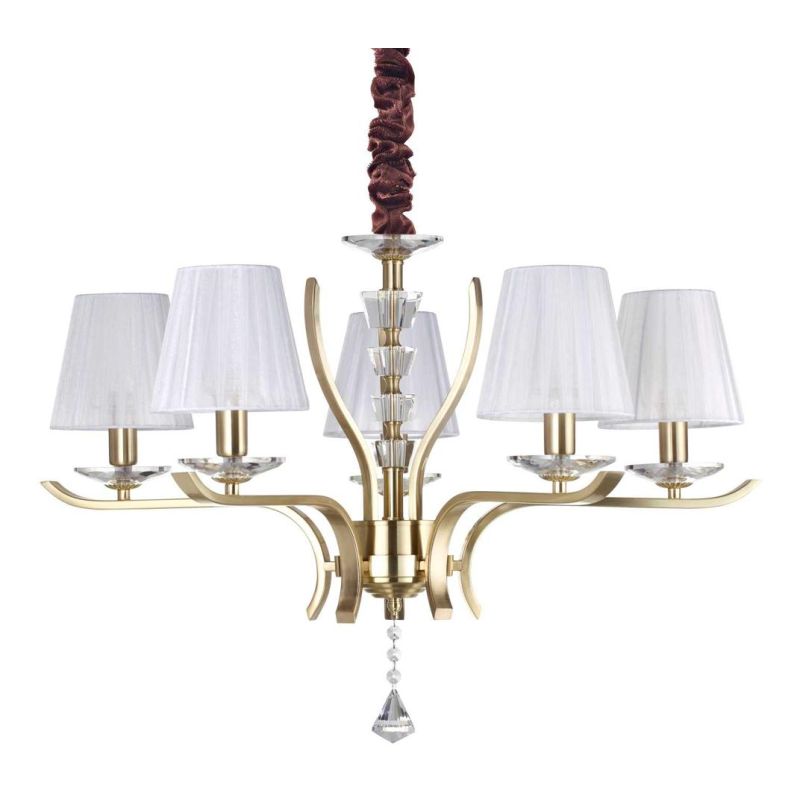 LAMPADARIO CLASSICO A 5,8 O 12 LUCI IN METALLO CROMO OPPURE OTTONE CON PARALUMI IN ORGANZA BIANCHI CRISTALENSI - Cristalensi Sho