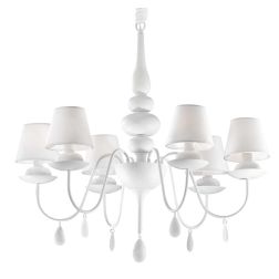 BLANCHE LAMPADARIO CLASSICO IN METALLO BIANCO O NERO CON PARALUMI DI STOFFA DISPONIBILE IN 2 MISURE Ideal Lux - Cristalensi Shop 2