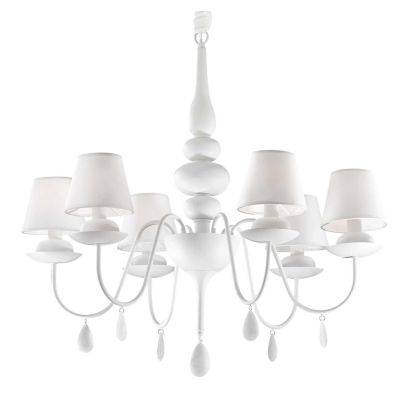BLANCHE LAMPADARIO CLASSICO IN METALLO BIANCO O NERO CON PARALUMI DI STOFFA DISPONIBILE IN 2 MISURE Ideal Lux - Cristalensi Shop