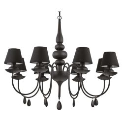 BLANCHE LAMPADARIO CLASSICO IN METALLO BIANCO O NERO CON PARALUMI DI STOFFA DISPONIBILE IN 2 MISURE Ideal Lux - Cristalensi Shop 2