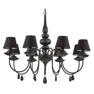 BLANCHE LAMPADARIO CLASSICO IN METALLO BIANCO O NERO CON PARALUMI DI STOFFA DISPONIBILE IN 2 MISURE Ideal Lux - Cristalensi Shop