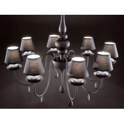 BLANCHE LAMPADARIO CLASSICO IN METALLO BIANCO O NERO CON PARALUMI DI STOFFA DISPONIBILE IN 2 MISURE Ideal Lux - Cristalensi Shop