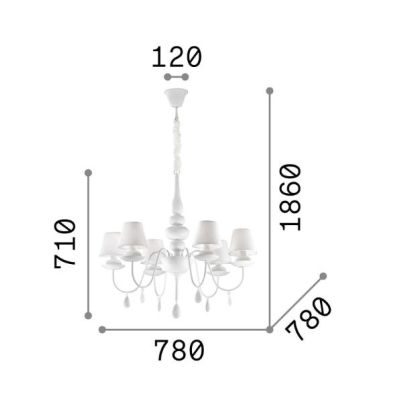 BLANCHE LAMPADARIO CLASSICO IN METALLO BIANCO O NERO CON PARALUMI DI STOFFA DISPONIBILE IN 2 MISURE Ideal Lux - Cristalensi Shop