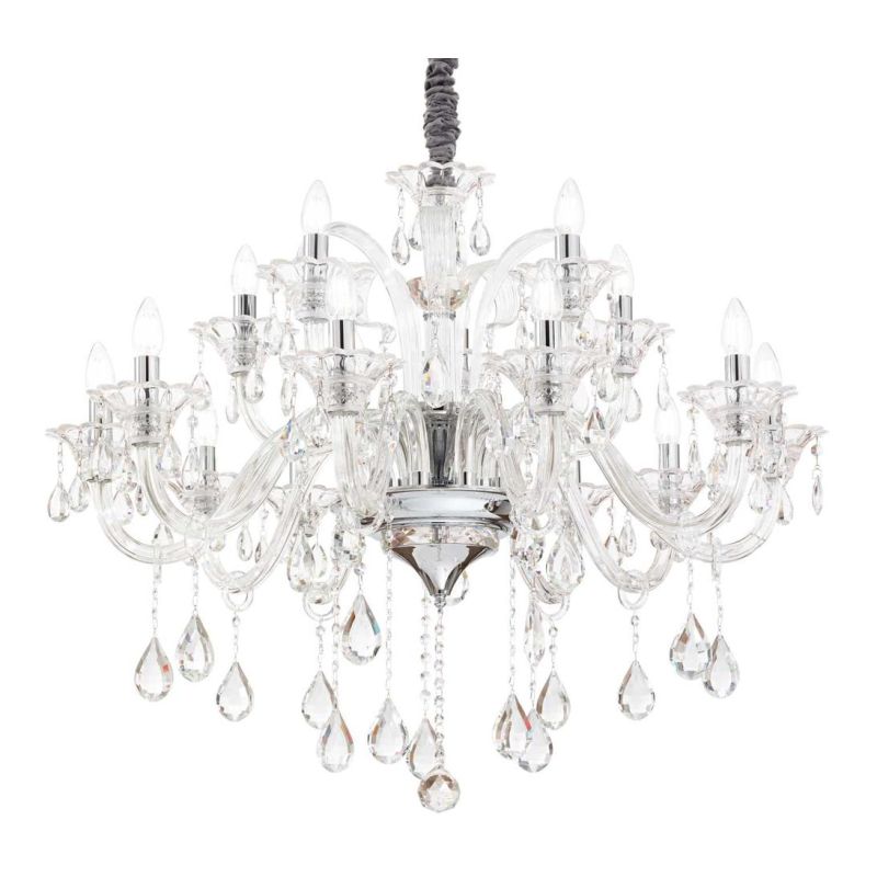 LAMPADARIO CLASSICO IN TRE MISURE IN CRISTALLO TRASPARENTE, AVORIO OPPURE GRIGIO ELEGANTE CRISTALENSI - Cristalensi Shop Online