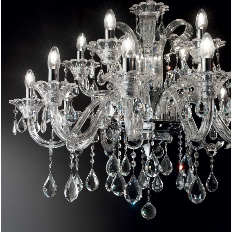 LAMPADARIO CLASSICO IN TRE MISURE IN CRISTALLO TRASPARENTE, AVORIO OPPURE GRIGIO ELEGANTE CRISTALENSI - Cristalensi Shop Online