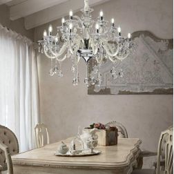 LAMPADARIO CLASSICO IN TRE MISURE IN CRISTALLO TRASPARENTE, AVORIO OPPURE GRIGIO ELEGANTE CRISTALENSI - Cristalensi Shop Online