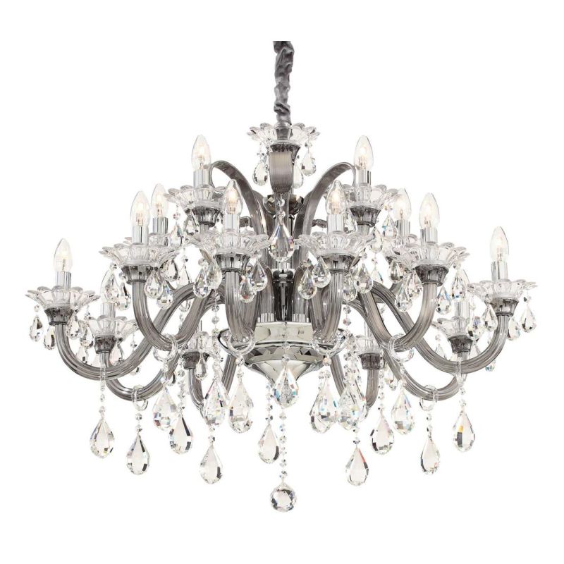 LAMPADARIO CLASSICO IN TRE MISURE IN CRISTALLO TRASPARENTE, AVORIO OPPURE GRIGIO ELEGANTE CRISTALENSI - Cristalensi Shop Online
