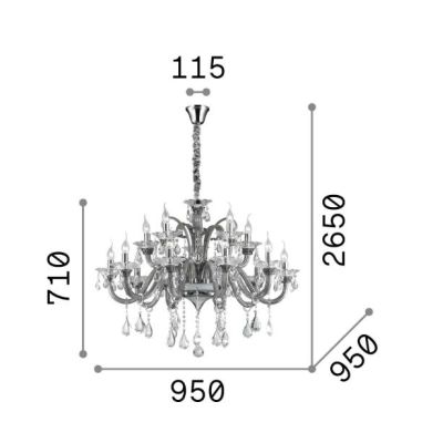 LAMPADARIO CLASSICO IN TRE MISURE IN CRISTALLO TRASPARENTE, AVORIO OPPURE GRIGIO ELEGANTE CRISTALENSI - Cristalensi Shop Online