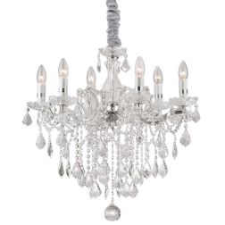 LAMPADARIO CLASSICO IN TRE MISURE CON BRACCI IN VETRO TRASPARENTE O FINITURA ORO E PENDAGLI IN CRISTALLO Ideal Lux - Cristalensi 2