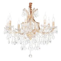 LAMPADARIO CLASSICO ELEGANTE 3 MISURE IN VETRO TRASPARENTE OPPURE ORO CON PENDAGLI IN CRISTALLO CRISTALENSI - Cristalensi Shop O 2