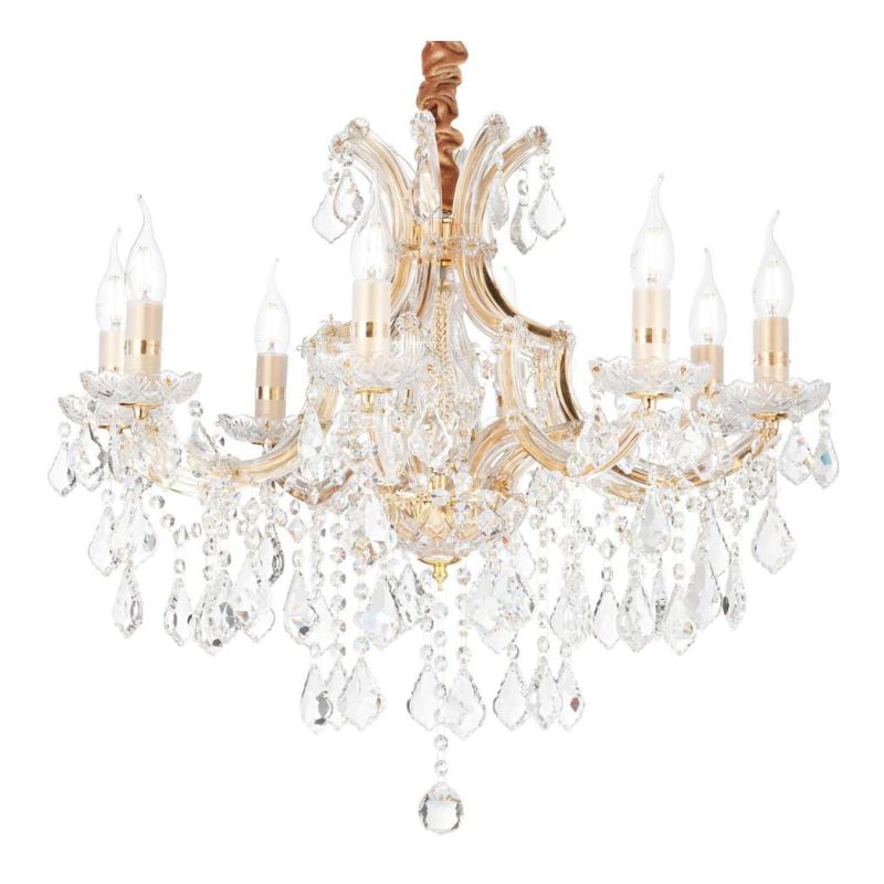 LAMPADARIO CLASSICO ELEGANTE 3 MISURE IN VETRO TRASPARENTE OPPURE ORO CON PENDAGLI IN CRISTALLO CRISTALENSI - Cristalensi Shop O