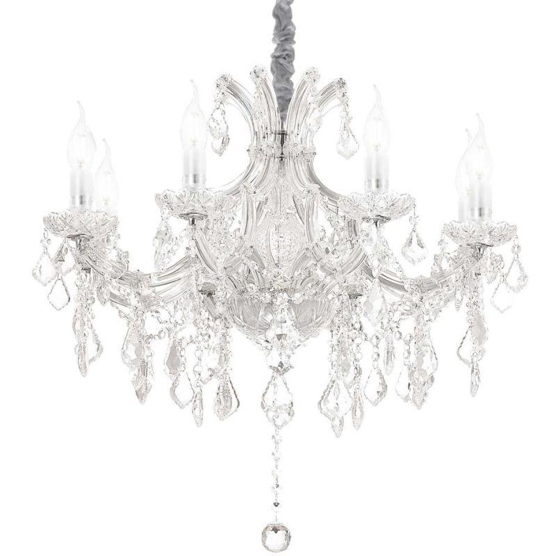 LAMPADARIO CLASSICO ELEGANTE 3 MISURE IN VETRO TRASPARENTE OPPURE ORO CON PENDAGLI IN CRISTALLO CRISTALENSI - Cristalensi Shop O