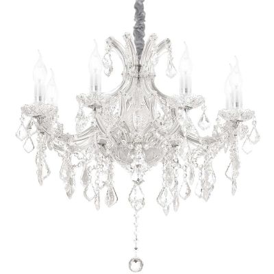 LAMPADARIO CLASSICO ELEGANTE 3 MISURE IN VETRO TRASPARENTE OPPURE ORO CON PENDAGLI IN CRISTALLO CRISTALENSI - Cristalensi Shop O