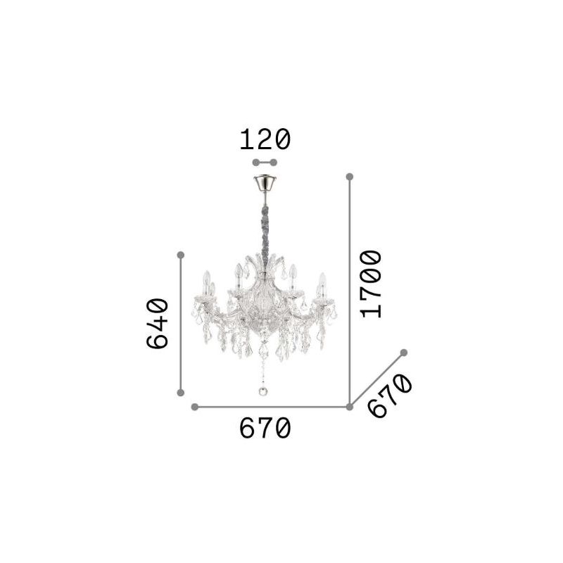 LAMPADARIO CLASSICO ELEGANTE 3 MISURE IN VETRO TRASPARENTE OPPURE ORO CON PENDAGLI IN CRISTALLO CRISTALENSI - Cristalensi Shop O