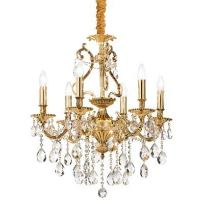 LAMPADARIO CLASSICO 3 MISURE CON BRACCI IN METALLO FINITURA ARGENTO O ORO E CON PENDAGLI IN CRISTALLO CRISTALENSI - Cristalensi 