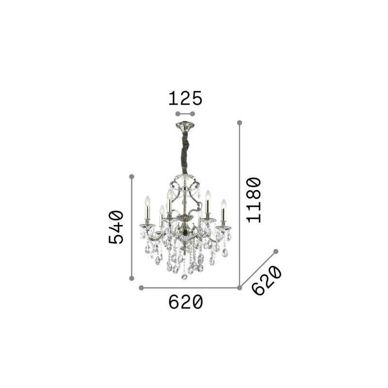 LAMPADARIO CLASSICO 3 MISURE CON BRACCI IN METALLO FINITURA ARGENTO O ORO E CON PENDAGLI IN CRISTALLO CRISTALENSI - Cristalensi 