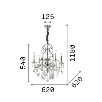 LAMPADARIO CLASSICO 3 MISURE CON BRACCI IN METALLO FINITURA ARGENTO O ORO E CON PENDAGLI IN CRISTALLO CRISTALENSI - Cristalensi 