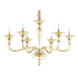 LAMPADARIO CLASSICO IN VETRO SOFFIATO TRASPARENTE OPPURE AMBRA 2 MISURE DETTAGLI CROMO O ORO CRISTALENSI - Cristalensi Shop Onli 2