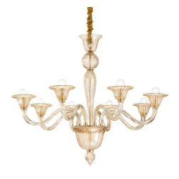 LAMPADARIO CLASSICO 2 MISURE IN VETRO SOFFIATO AMBRA O TRASPARENTE LAVORATO A MANO ARTIGIANALMENTE CRISTALENSI - Cristalensi Sho 2