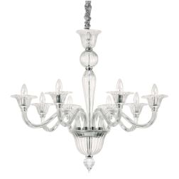 LAMPADARIO CLASSICO 2 MISURE IN VETRO SOFFIATO AMBRA O TRASPARENTE LAVORATO A MANO ARTIGIANALMENTE CRISTALENSI - Cristalensi Sho