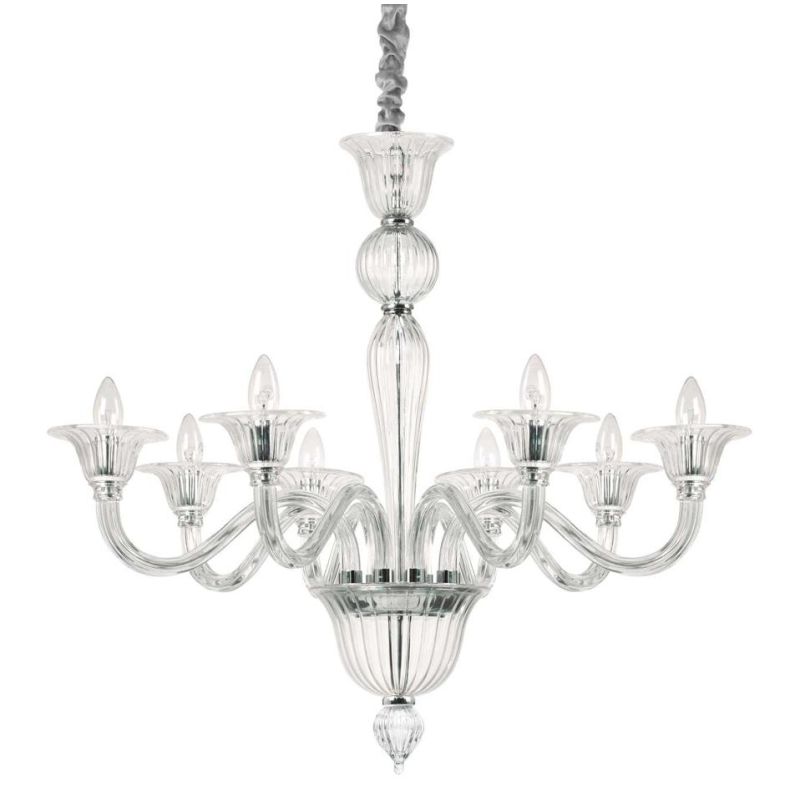 LAMPADARIO CLASSICO 2 MISURE IN VETRO SOFFIATO AMBRA O TRASPARENTE LAVORATO A MANO ARTIGIANALMENTE CRISTALENSI - Cristalensi Sho