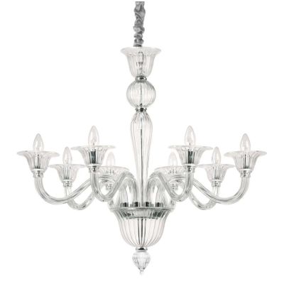 LAMPADARIO CLASSICO 2 MISURE IN VETRO SOFFIATO AMBRA O TRASPARENTE LAVORATO A MANO ARTIGIANALMENTE CRISTALENSI - Cristalensi Sho