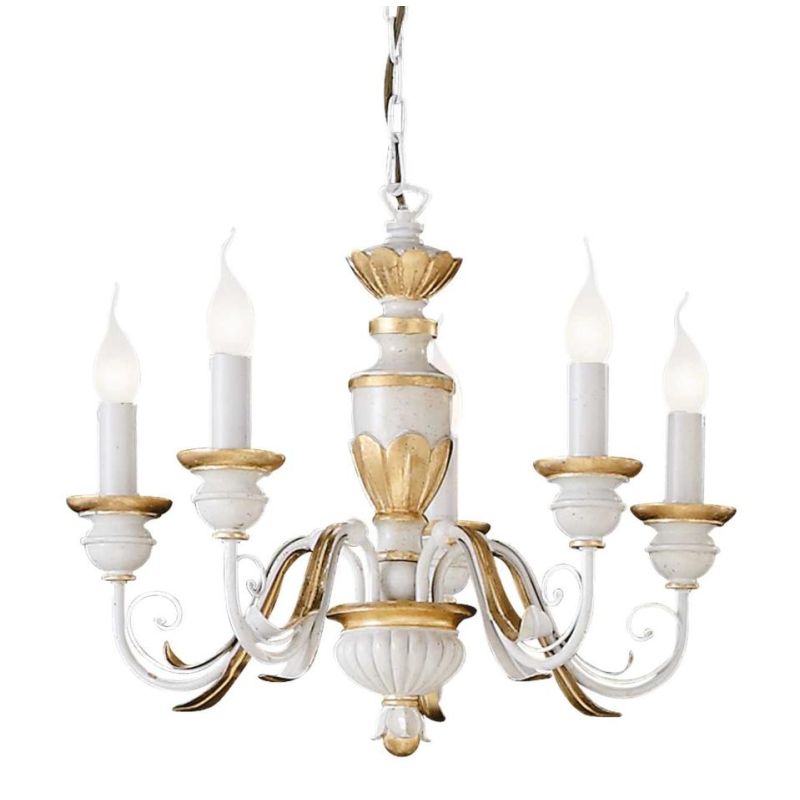 LAMPADARIO CLASSICO 5 O 8 LUCI IN RESINA E METALLO COLORI BIANCO OPPURE ORO 2 MISURE Ideal Lux - Cristalensi Shop Online