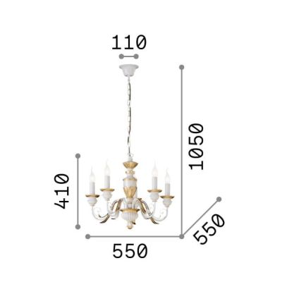 LAMPADARIO CLASSICO 5 O 8 LUCI IN RESINA E METALLO COLORI BIANCO OPPURE ORO 2 MISURE Ideal Lux - Cristalensi Shop Online