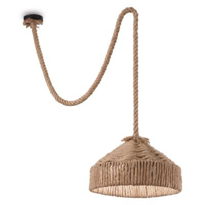 SOSPENSIONE SINGOLA STILE VINTAGE CON CUPOLA IN CORDA DI CANAPA NATURALE CON DECENTRAMENTO CRISTALENSI - Cristalensi Shop Online