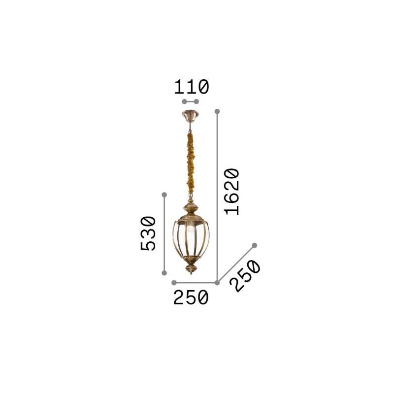 LAMPADARIO A SOSPENSIONE CLASSICO A FORMA DI LANTERNA IN METALLO CROMO O BRUNITO CRISTALENSI - Cristalensi Shop Online
