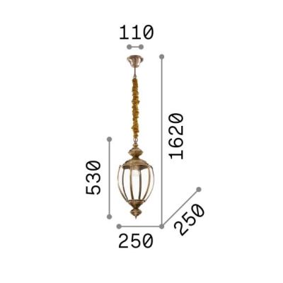 LAMPADARIO A SOSPENSIONE CLASSICO A FORMA DI LANTERNA IN METALLO CROMO O BRUNITO CRISTALENSI - Cristalensi Shop Online