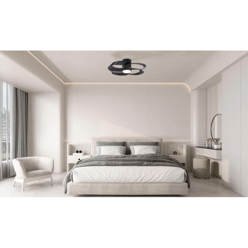 ROSE VENTILATORE MODERNO LED 24W DIMMERABILE BIANCO,NERO O FINITURA LEGNO CON TELECOMANDO INCLUSO Mantra - Cristalensi Shop Onli