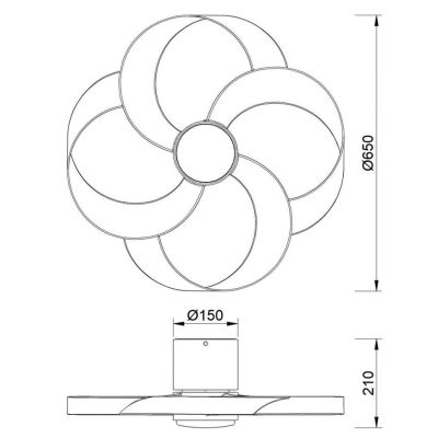 ROSE VENTILATORE MODERNO LED 24W DIMMERABILE BIANCO,NERO O FINITURA LEGNO CON TELECOMANDO INCLUSO Mantra - Cristalensi Shop Onli