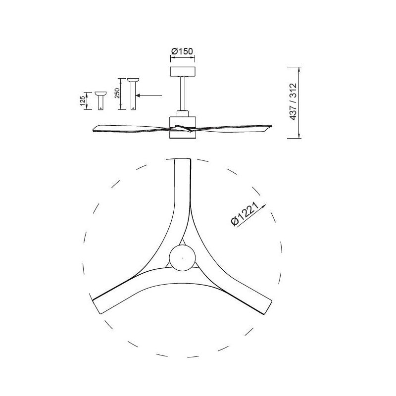 THAI VENTILATORE 3 PALE LED 30W DIMMERABILE BIANCO,NERO O FINITURA LEGNO CON TELECOMANDO INCLUSO Mantra - Cristalensi Shop Onlin