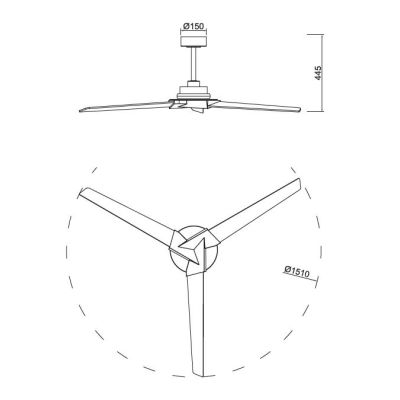 BRISA MINI VENTILATORE 3 PALE D151 CM LED 20W DIMMERABILE BIANCO O NERO CON TELECOMANDO E PALE REVERSIBILI Mantra - Cristalensi