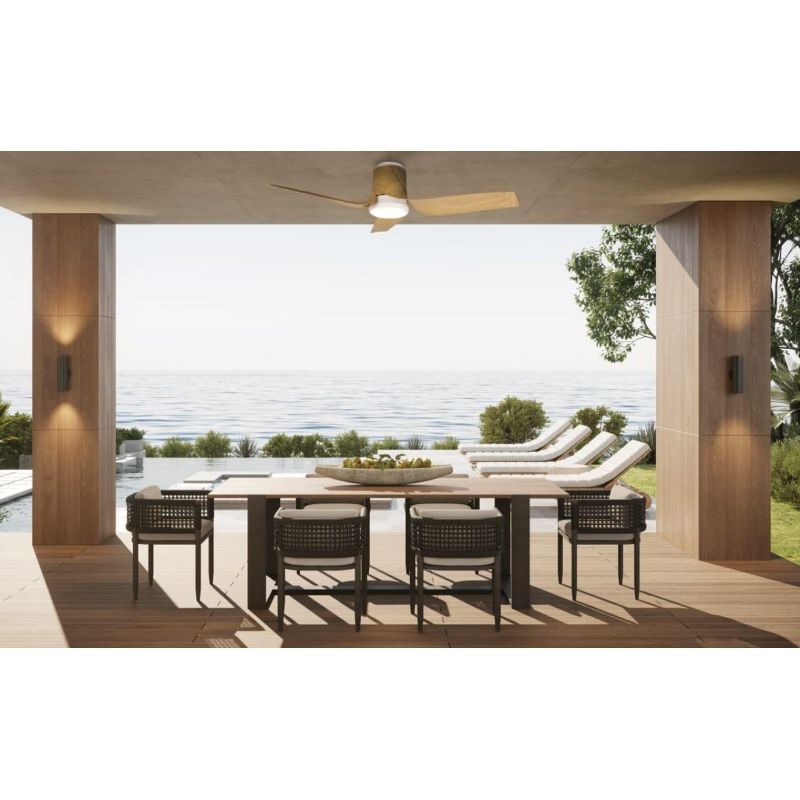 USHUAIA VENTILATORE MODERNO D133 CM LED 30W DIMMERABILE BIANCO,NERO O EFFETTO LEGNO CON TELECOMANDO INCLUSO Mantra - Cristalensi
