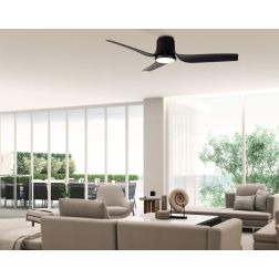 USHUAIA VENTILATORE MODERNO D133 CM LED 30W DIMMERABILE BIANCO,NERO O EFFETTO LEGNO CON TELECOMANDO INCLUSO Mantra - Cristalensi