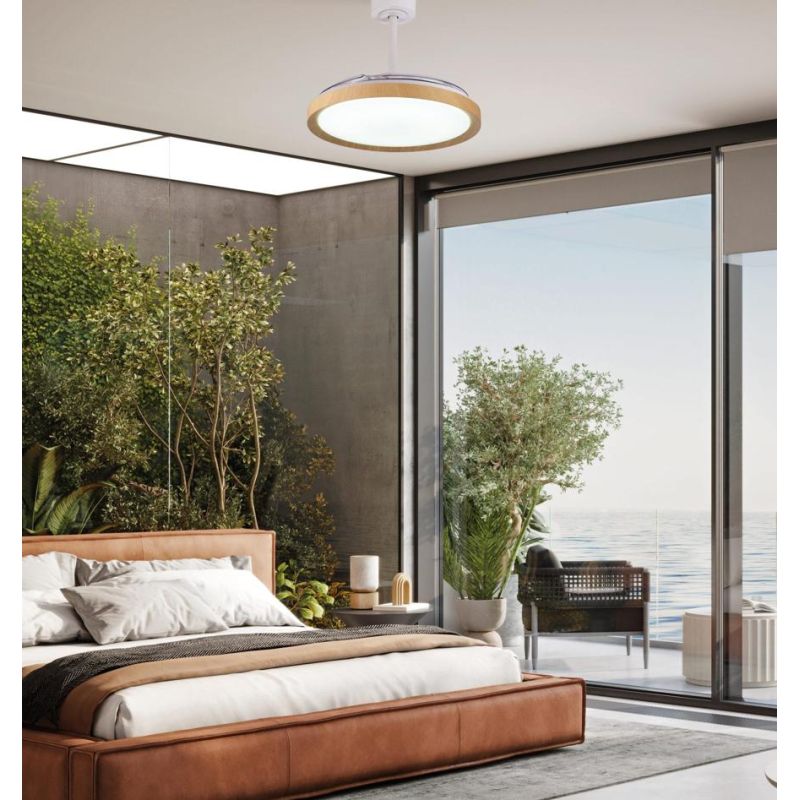 MISTRAL VENTILATORE CON PALE A SCOMPARSA LED 50W DIMMERABILE 3 COLORI TELECOMANDO INCLUSO Mantra - Cristalensi Shop Online