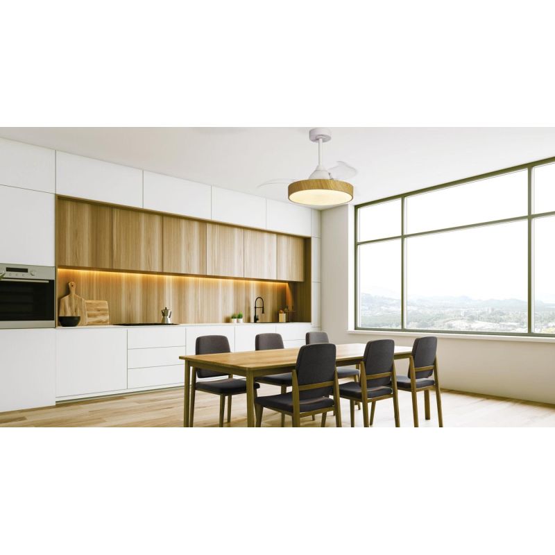 ALASKA VENTILATORE MODERNO CON PALE A SCOMPARSA LED 50W DIMMERABILE 3 COLORI TELECOMANDO INCLUSO Mantra - Cristalensi Shop Onlin