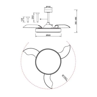 ALASKA VENTILATORE MODERNO CON PALE A SCOMPARSA LED 50W DIMMERABILE 3 COLORI TELECOMANDO INCLUSO Mantra - Cristalensi Shop Onlin