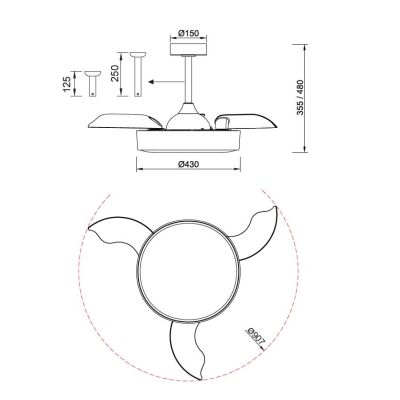 ALASKA MINI VENTILATORE MODERNO CON PALE A SCOMPARSA LED 45W DIMMERABILE 3 COLORI TELECOMANDO INCLUSO Mantra - Cristalensi Shop
