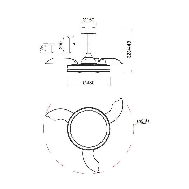 NORTH VENTILATORE MODERNO LED 40W DIMMERABILE TECNOLOGIA RGB TELECOMANDO INCLUSO 2 COLORI Mantra - Cristalensi Shop Online