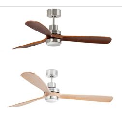 LANTAU XL -G VENTILATORE A SOFFITTO NICKEL CON 3 PALE IN NOCE O PINO CON LUCE LED INTEGRATA D.168 FARO VENTILATORI - Cristalensi