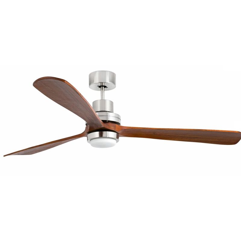LANTAU XL -G VENTILATORE A SOFFITTO NICKEL CON 3 PALE IN NOCE O PINO CON LUCE LED INTEGRATA D.168 FARO VENTILATORI - Cristalensi