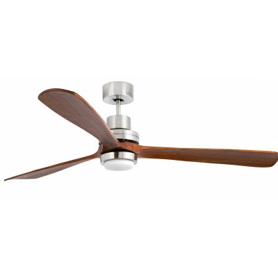 LANTAU XL -G VENTILATORE A SOFFITTO NICKEL CON 3 PALE IN NOCE O PINO CON LUCE LED INTEGRATA D.168 FARO VENTILATORI - Cristalensi