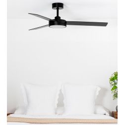 BARTH VENTILATORE NERO O BIANCO LUCE LED 24W DIMMERABILE DIAMETRO CM 132 3 PALE CON TELECOMANDO FARO VENTILATORI - Cristalensi S 2