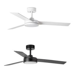 BARTH VENTILATORE NERO O BIANCO LUCE LED 24W DIMMERABILE DIAMETRO CM 132 3 PALE CON TELECOMANDO FARO VENTILATORI - Cristalensi S