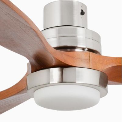 LANTAU L VENTILATORE A SOFFITTO LED 15W LUCE 3000K D132 CM NICKEL CON PALE NOCE O PINO FARO VENTILATORI - Cristalensi Shop Onlin