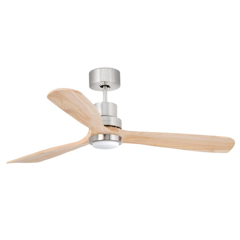 LANTAU L VENTILATORE A SOFFITTO LED 15W LUCE 3000K D132 CM NICKEL CON PALE NOCE O PINO FARO VENTILATORI - Cristalensi Shop Onlin