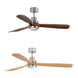 LANTAU L VENTILATORE A SOFFITTO LED 15W LUCE 3000K D132 CM NICKEL CON PALE NOCE O PINO FARO VENTILATORI - Cristalensi Shop Onlin